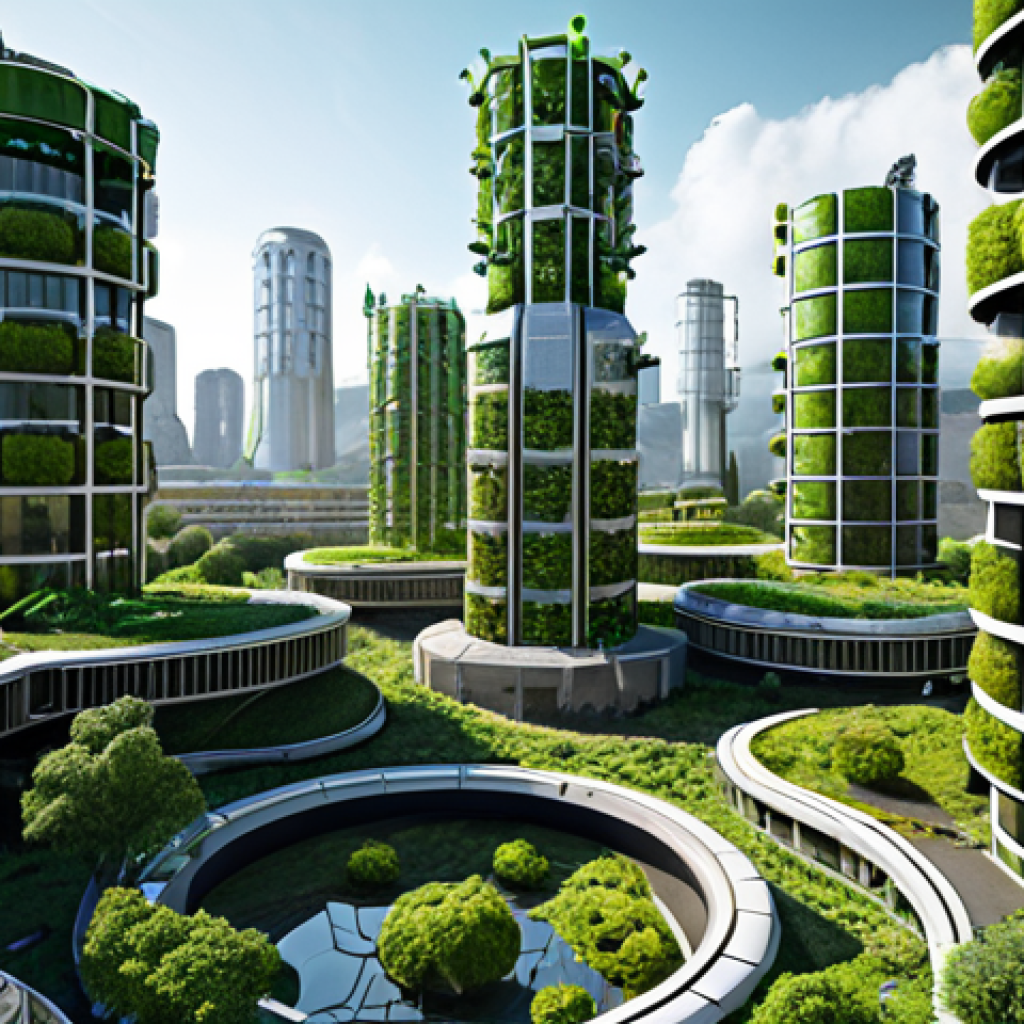 **

"A futuristic cityscape with towering buildings made from recycled materials, showcasing urban mining facilities extracting precious metals from electronic waste. AI-powered robots sort and process the materials, promoting a circular economy. Green spaces and vertical farms are integrated into the architecture, emphasizing sustainability and resourcefulness."

**