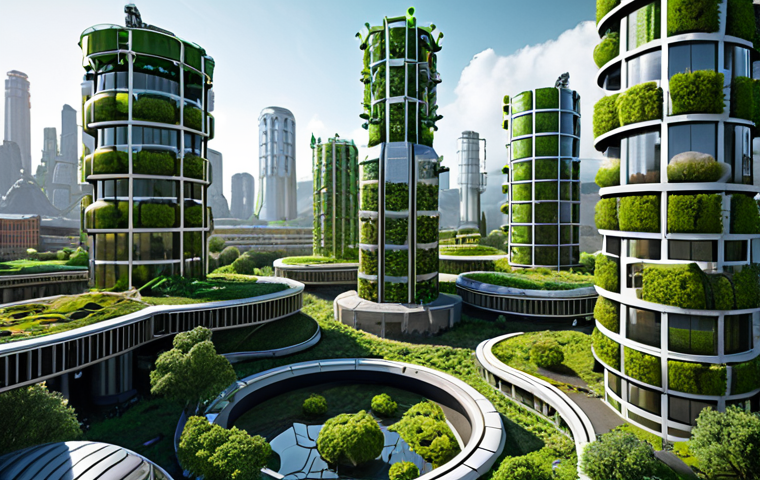 **

"A futuristic cityscape with towering buildings made from recycled materials, showcasing urban mining facilities extracting precious metals from electronic waste. AI-powered robots sort and process the materials, promoting a circular economy. Green spaces and vertical farms are integrated into the architecture, emphasizing sustainability and resourcefulness."

**